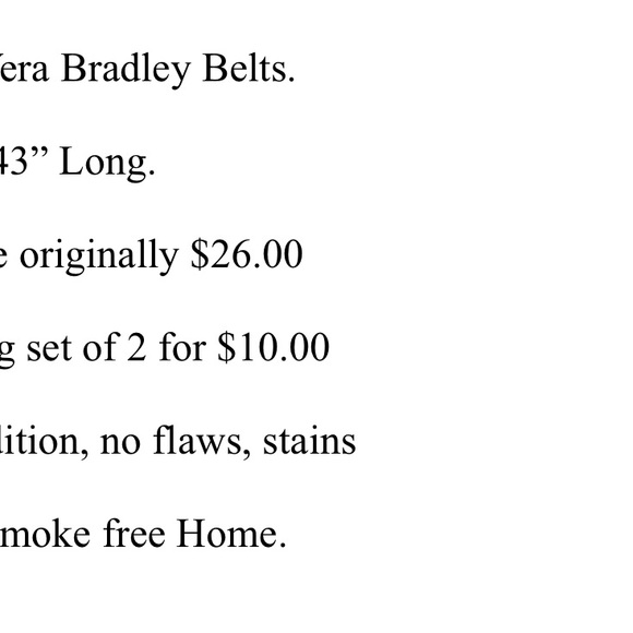 SOLD Set of 2 Vera Bradley Belts- new! - Picture 7 of 9